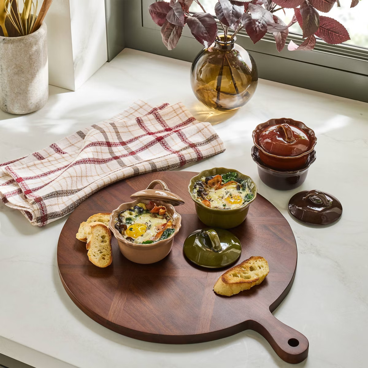 Fall Plaid Flour Sack Towel Burgundy/Brown - Hearth & Hand™ with Magnolia | Target