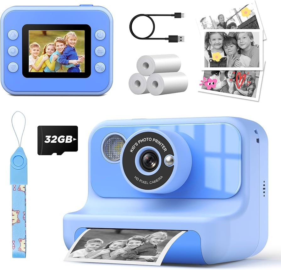 Instant Print Camera for Kids, 1080P Digital Video Cameras, Christmas Birthday Gifts Toys for Age... | Amazon (US)