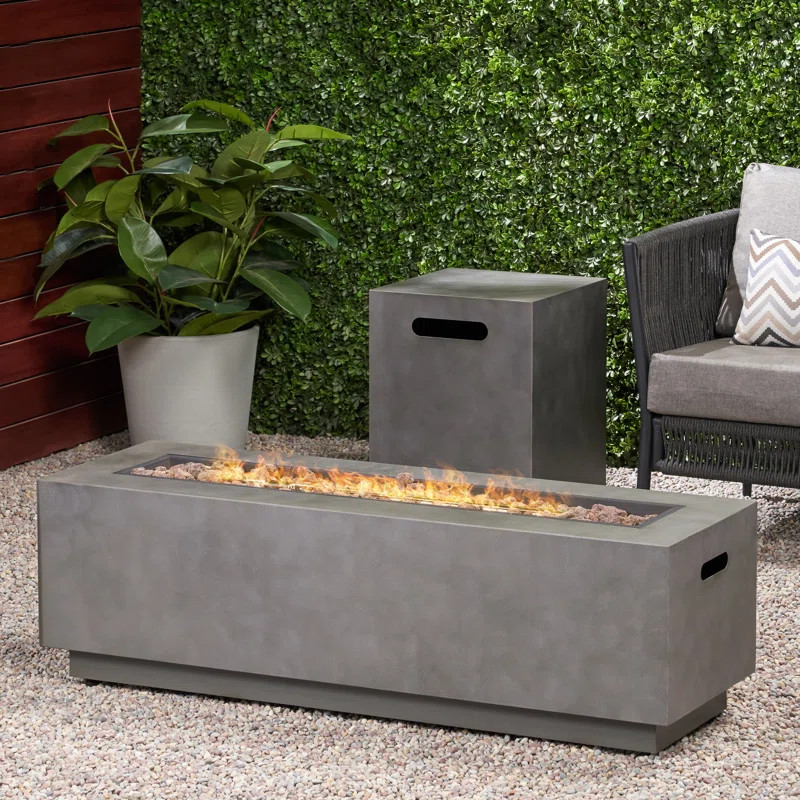Estelle 15'' H x 48'' W Iron Propane Outdoor Fire Pit | Wayfair North America