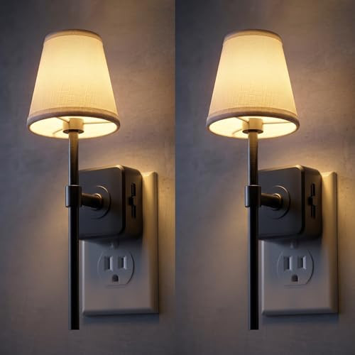 L LOHAS LED Night Light, 2 Pack Night Lights Plug Into Wall with 0-100 LM Dimmable, Premium Fabric Linen Shade Plug in Night Light, 3000K Warm LED Wall Night Light Bedroom, Living Room, Decor | Amazon (US)