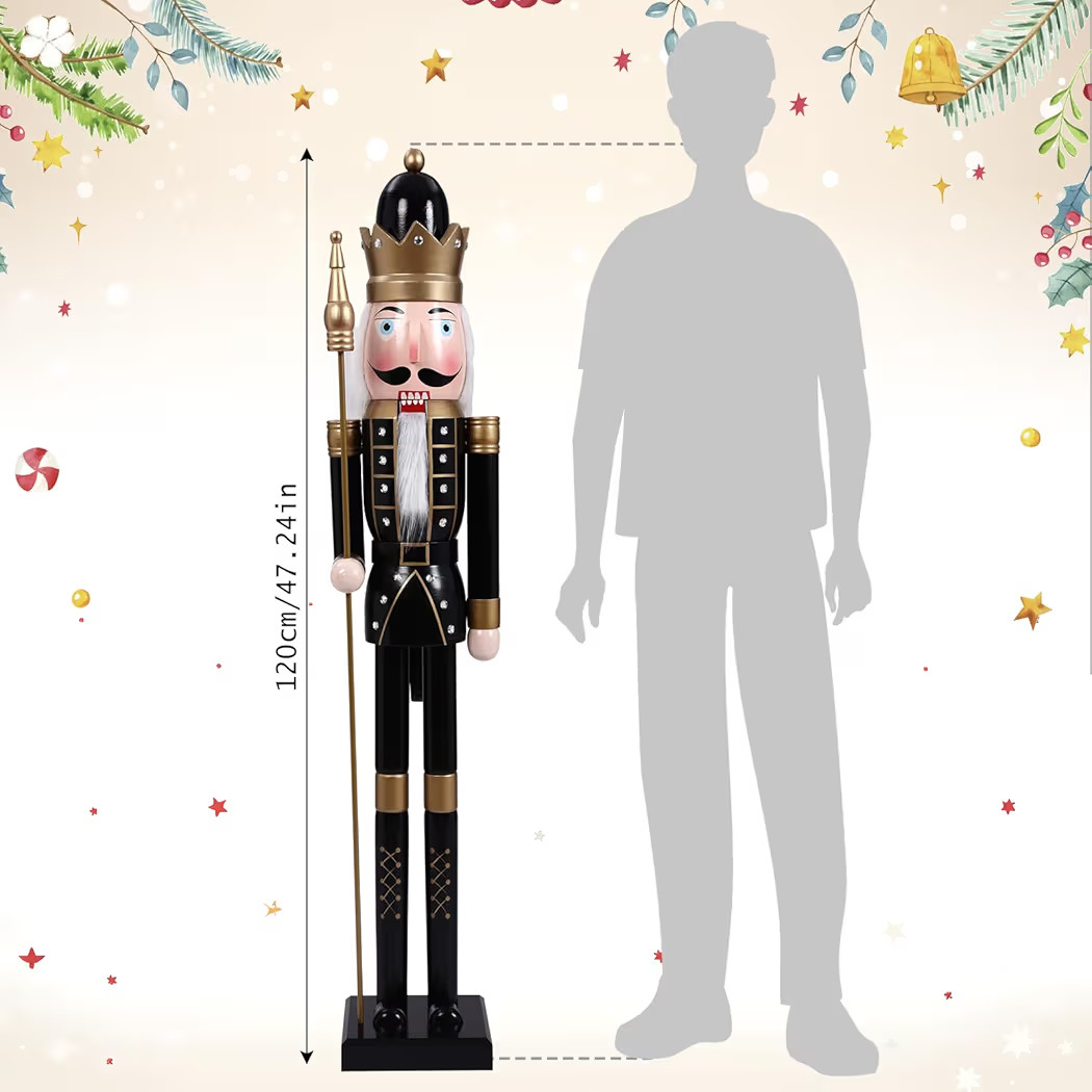 Liliful 48 Inch 4 ft Tall Life Size Christmas Nutcracker Giant Wooden Nutcracker Statue with Gold... | Amazon (US)