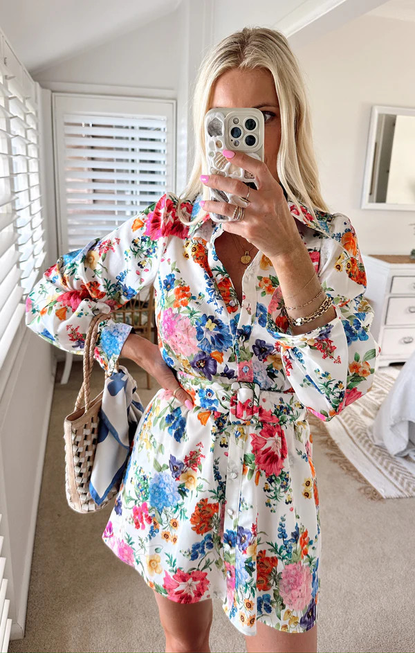 Carrie Collared Dress ~ Ivory Botanical Floral | Show Me Your Mumu