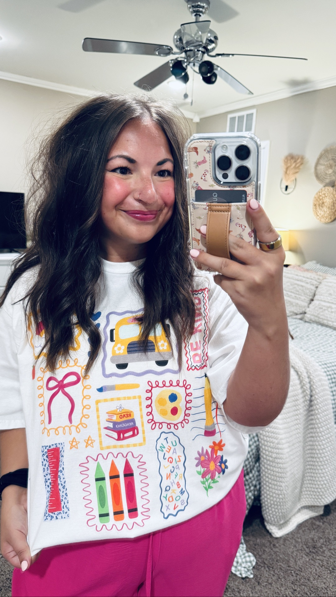⭐️🩷✏️ Back-to-school outfit inspo!This colorful teacher tee is too cute, & I styled it 3 different ways to show just how versatile it is. Which look is your favorite? 🌈✨ 

 #teacherstyle #teacheroutfit #backtoschool #teachertee #amazonfinds #classroomstyle #LTKootd #LTKSeasonal #LTKMidsize