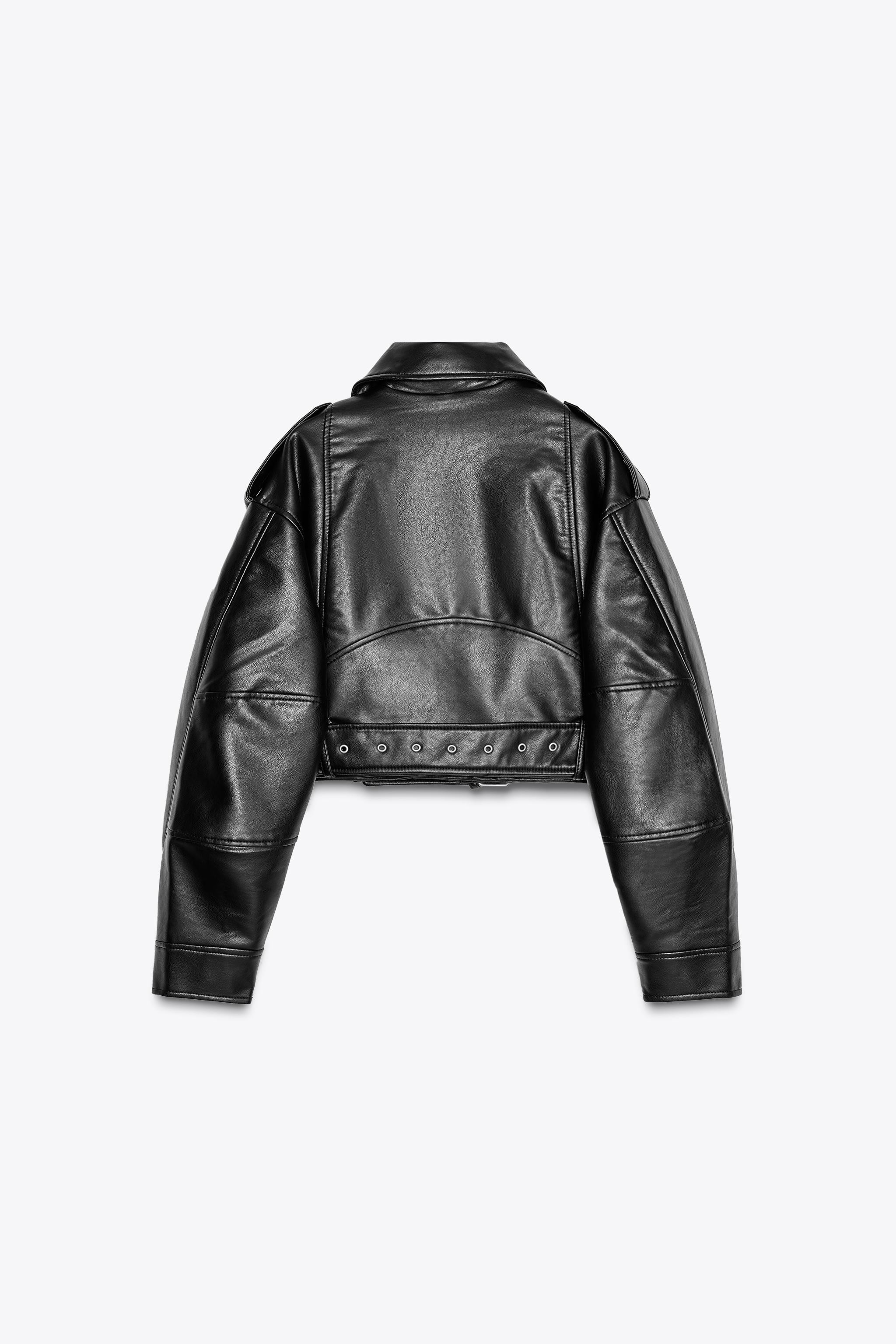 FAUX LEATHER CROP BIKER JACKET | Zara US