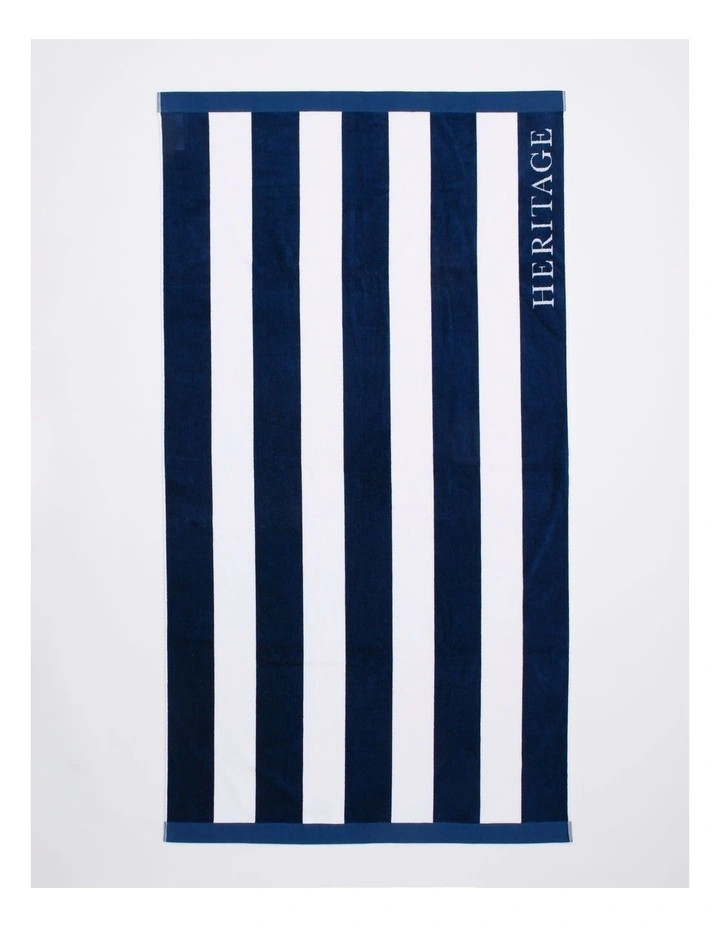 Santorini Resort Stripe Beach Towel in Navy/White | Myer