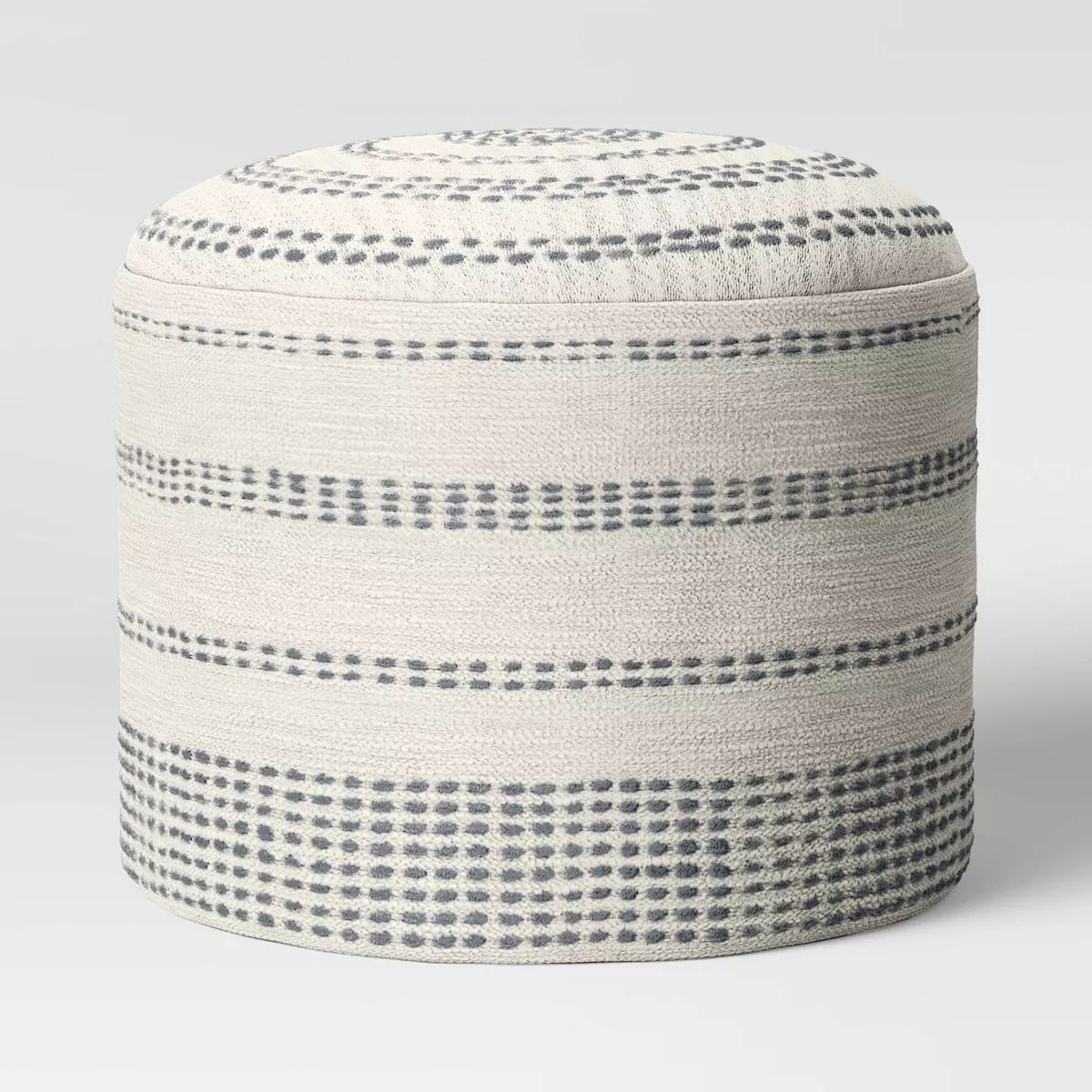 Darien Pouf Textured Neutral - Threshold™: Cotton-Blend, Stitch Pattern, Beaded Fill, No Assemb... | Target