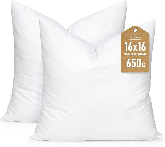 Artscope Synthetic Down Pillow Insert, 16x16 Down Alternative Throw Pillow Insert. Ultra Soft Flu... | Amazon (US)