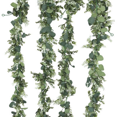 Unique Bargains Indoor Outdoor Waterproof Artificial Hanging Vine Plants 72" 4 Pcs Green_Turtle Leaves | Target