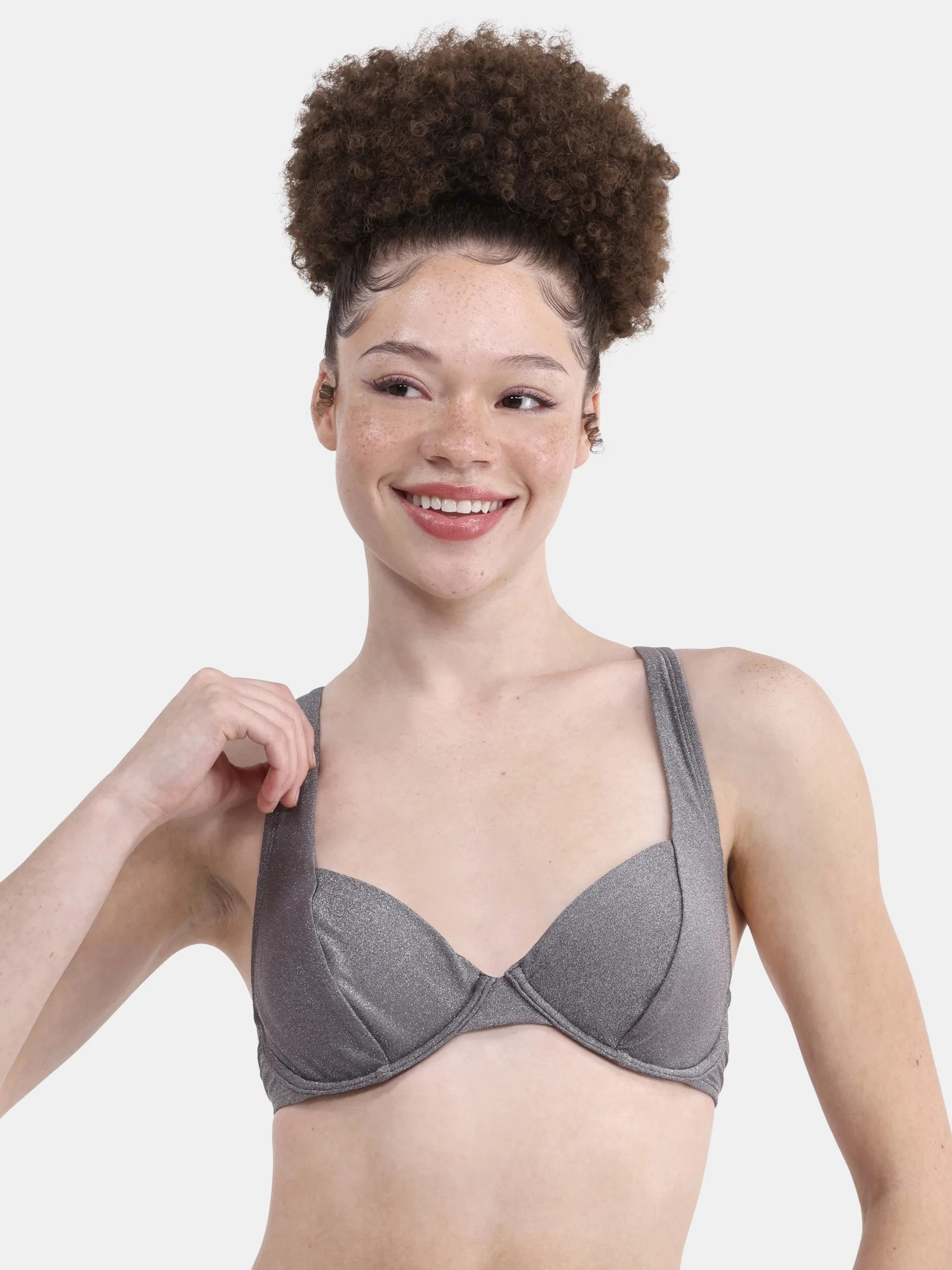 No Boundaries Women's Lurex Thread Underwire Swim Top, Sizes XXS - XXL | Walmart (US)