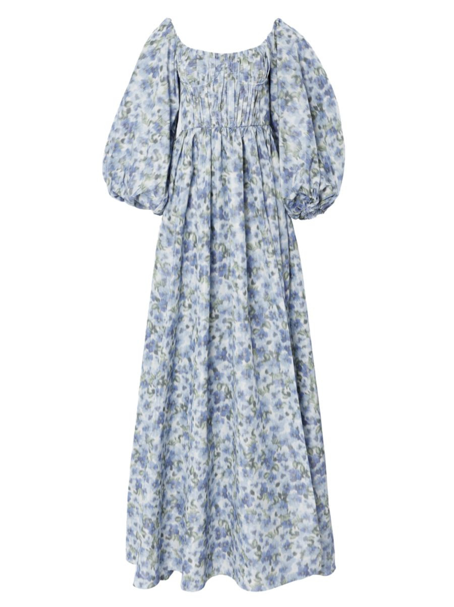 Floral Off-The-Shoulder Balloon-Sleeve Corset Gown | Saks Fifth Avenue