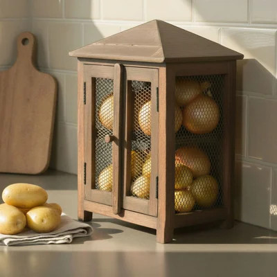 Wood Cabinet With Metal Mesh Doors And Shelf | Wayfair North America