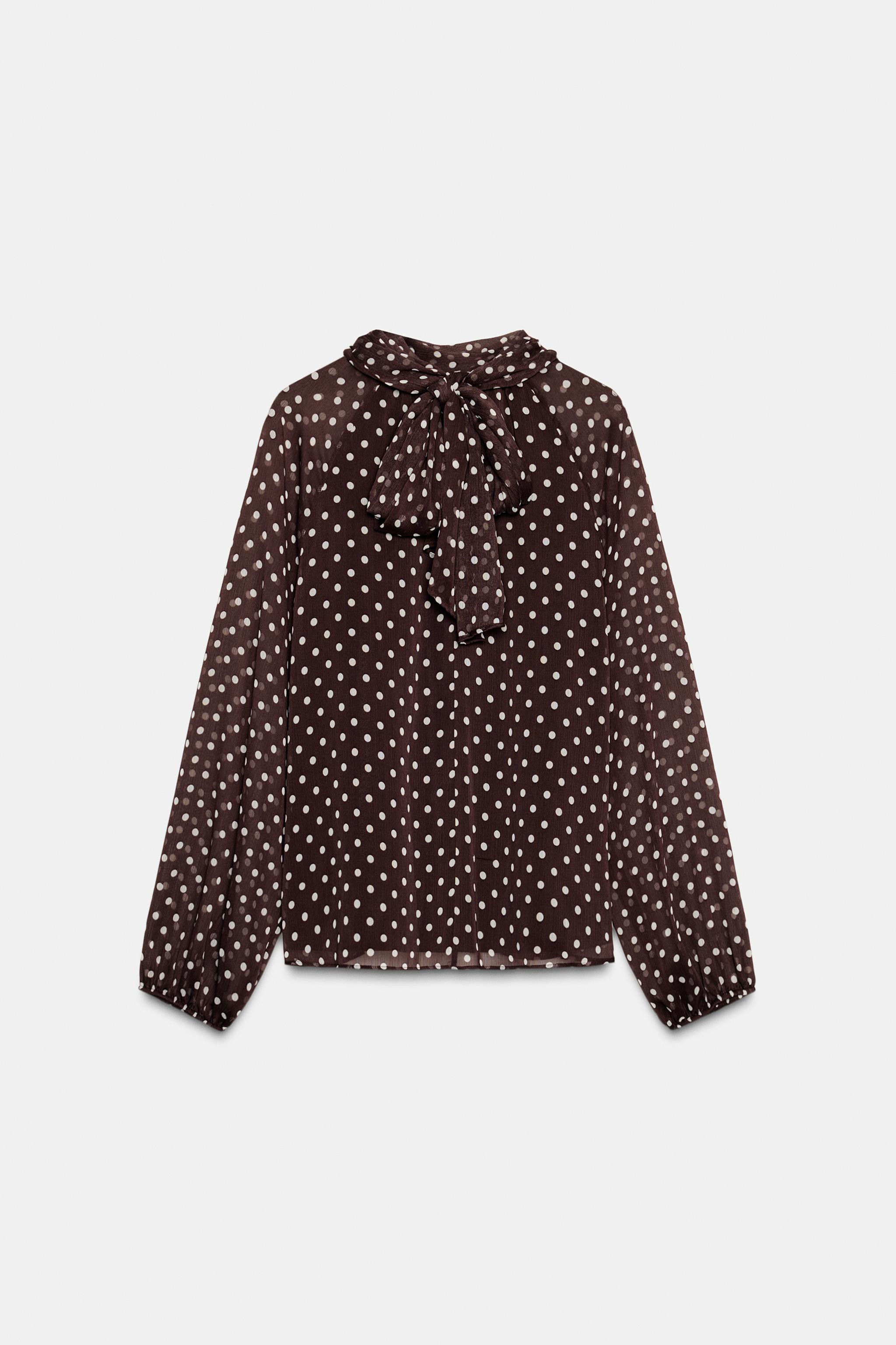 POLKA DOT TIE BLOUSE | Zara US