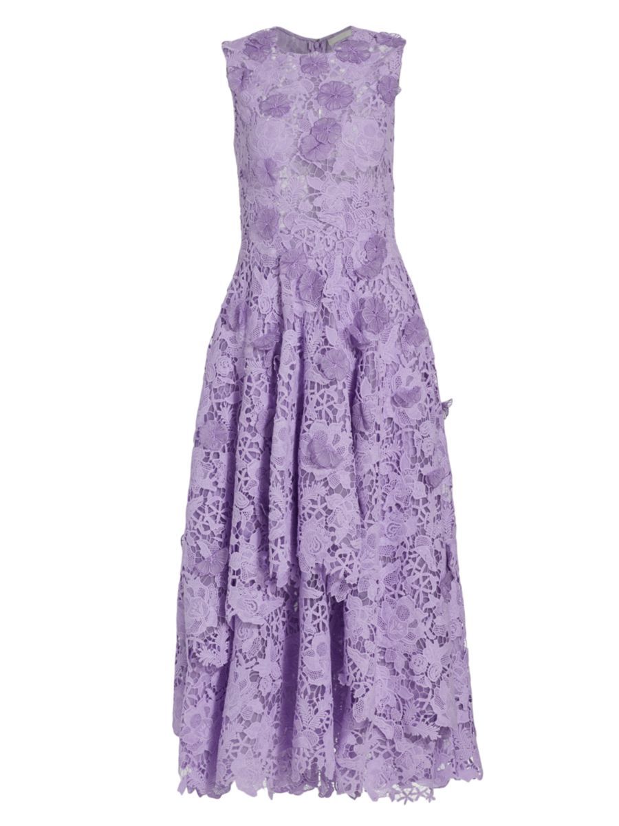 Floral Guipure Sleeveless Lace Dress | Saks Fifth Avenue