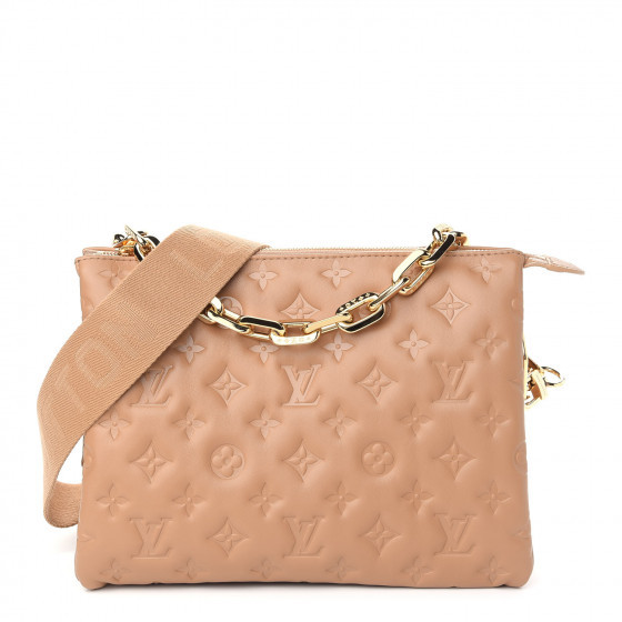 LOUIS VUITTON Lambskin Embossed Monogram Coussin PM Camel | Fashionphile