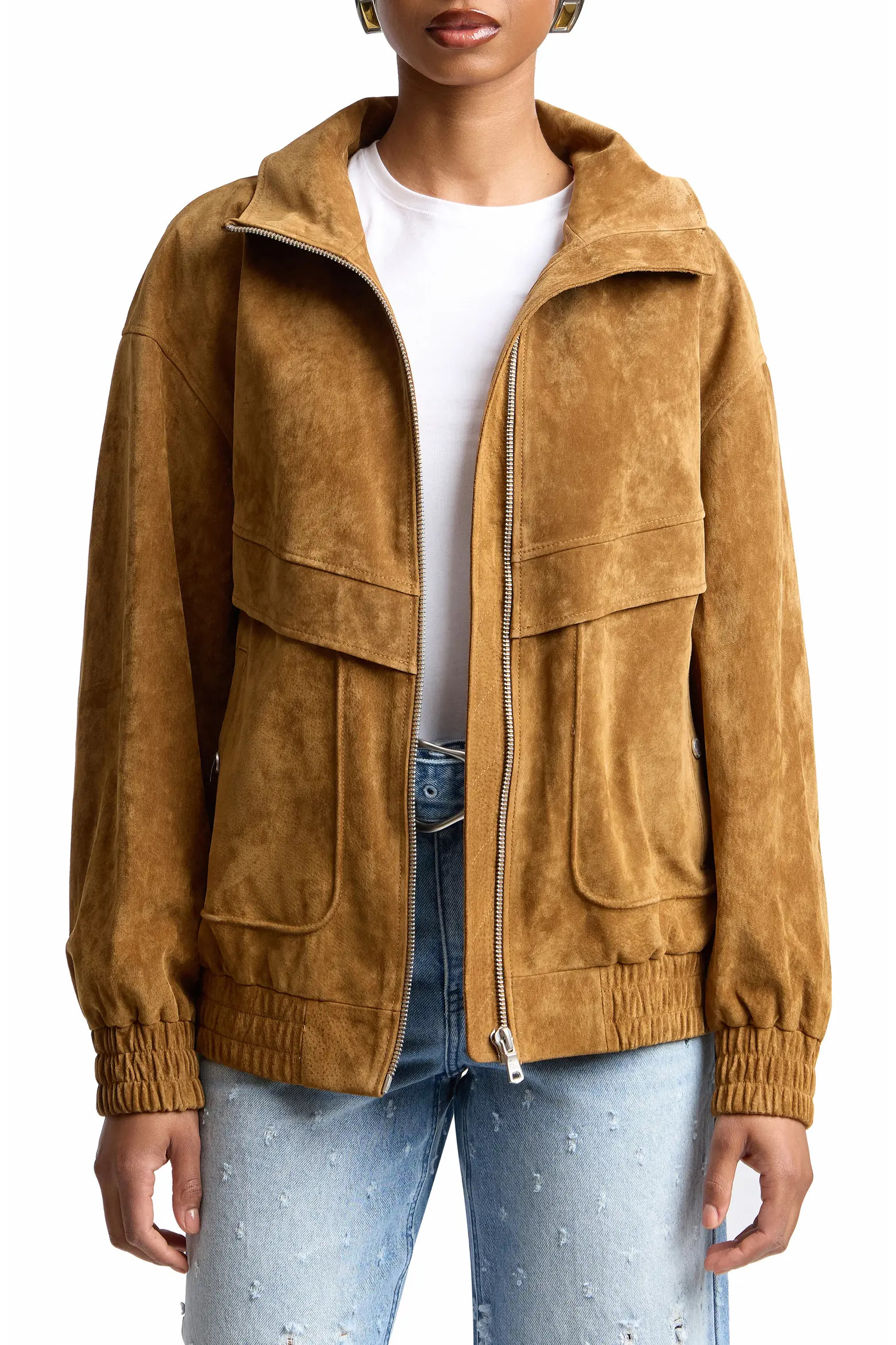 Oversize Suede Zip Jacket (Women) | Nordstrom | Nordstrom