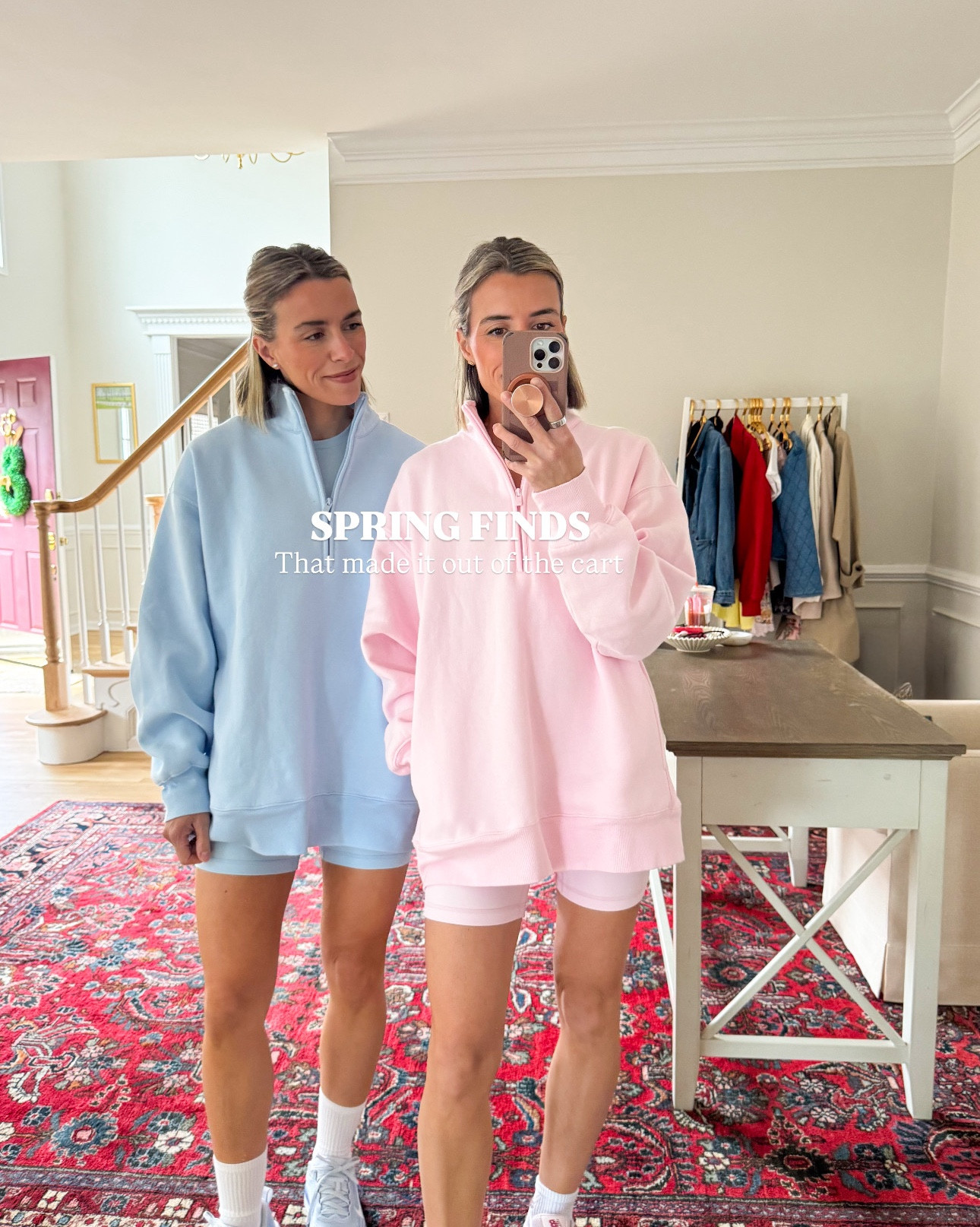 Spring finds that made it out of the cart! 
Small tops 
Medium sweatshirt 
4 bike shorts 
0 barrel pants 

#LTKgrwm #LTKdayinmylife