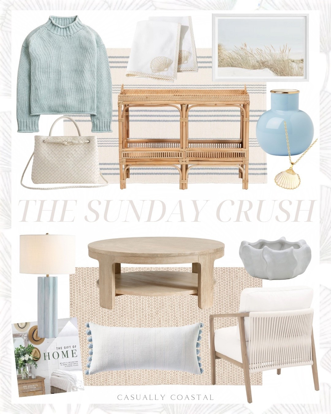 The Sunday Crush!

Coastal home, coastal style, coastal rug, coastal lamp, coastal vase, coastal pillow cover, coastal accent chair, coastal art, coastal wall decor, rattan console table, striped rug, handwoven cotton rug, wayfair rug, Etsy artwork, coastal dunes print, embroidered icon tea towels, Kate spade vase, blue vase, J. Crew rollneck sweater, ceramic bowl vase, quince purse, Italian leather handwoven satchel, Serena & lily pillow cover, wayfair armchair, wool geometric indoor rug, neutral rug, ribbed ceramic table lamp, round coffee table, wood coffee table, the Gift of Home book, decor book, coin pendant necklace, gold necklace, striped accent chair 

#LTKHome #LTKSaleAlert
