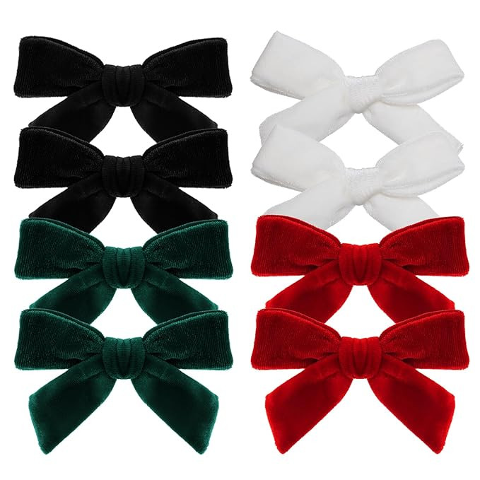 baotongle 8pcs Velvet Hair Accessories Velvet Hair Bows Barrettes and Clips Knot Bows for Toddler... | Amazon (US)