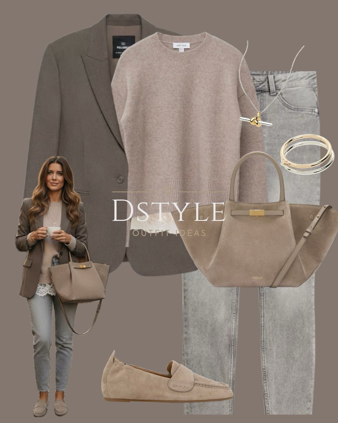 If you’re looking for a way to make jeans and a sweater feel more polished, this is it. I’ve layered a lace-trim cami under this soft knit to add a feminine touch, paired with a structured mole brown blazer for that "effortless boss" vibe.

These grey slim-leg jeans pair perfectly with these buttery suede loafers. Every piece here is a high-quality staple you’ll reach for all season. 

 #QuietLuxury #NeutralOutfits #ElevatedBasics #WinterStyle #CapsuleWardrobe #MushroomBrown #CasualChic 

#LTKootd #LTKWorkwear