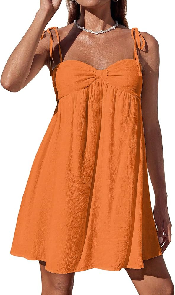 Narecte Casual Summer Dresses for Women Flowy Sun Dress Mini Slip Dress Cute Spaghetti Strap Dres... | Amazon (US)