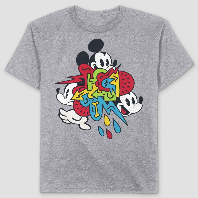 Boys' Mickey Mouse and Friends Retro Short Sleeve Graphic T-Shirt - Gray | Target