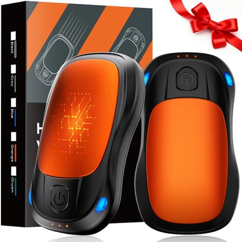 Hand Warmers Rechargeable, MKG 2 Pack Electric Handwarmers with 24Hrs Long Lasting and 3 Levels Quick Heating, Portable Pocket Hand Heater, Women Men Winter Gift for Hunting, Golf, Camping (Orange) | Amazon (US)