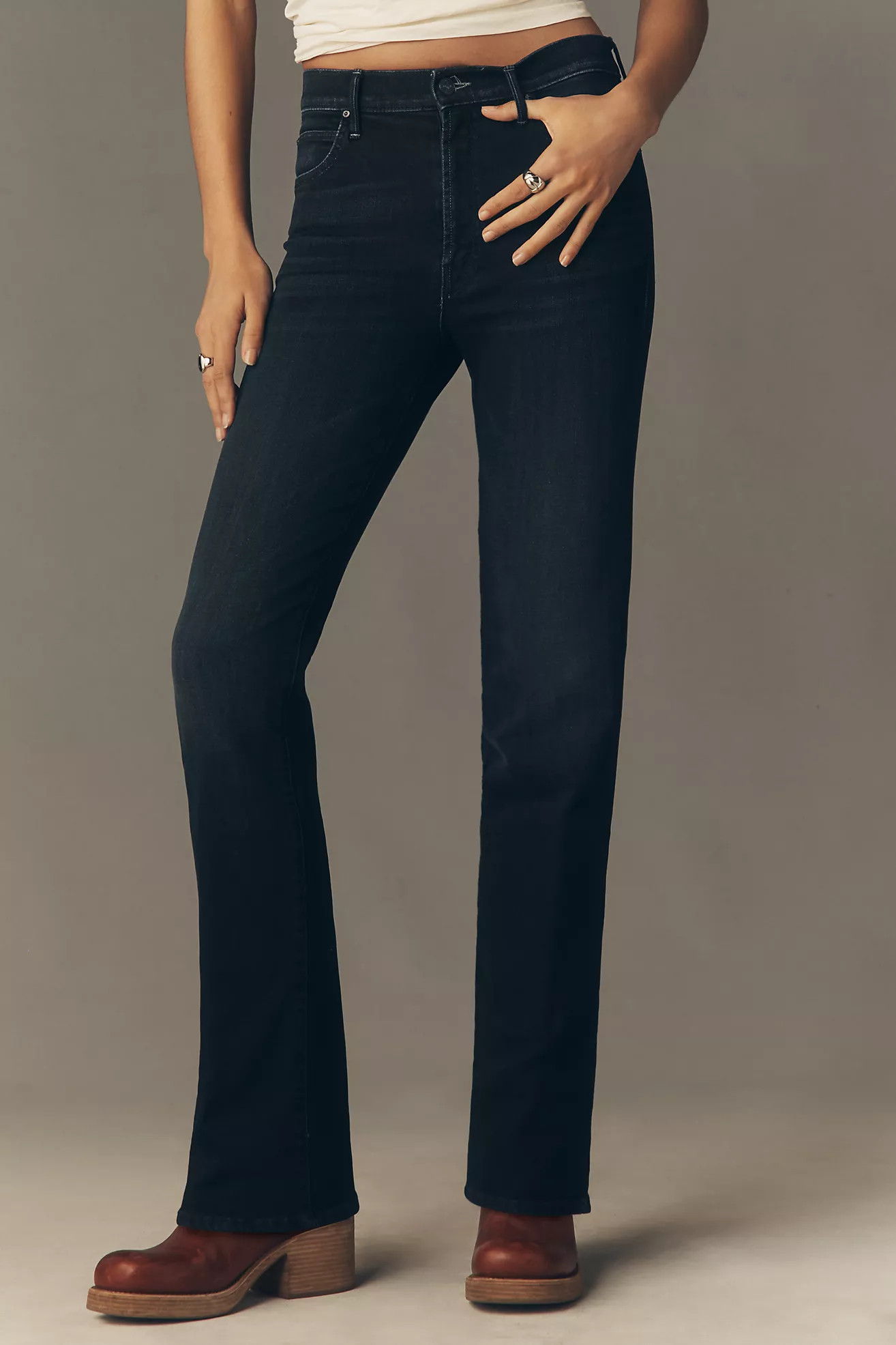 MOTHER Smokin Skimp Mid-Rise Straight Jeans | Anthropologie (US)
