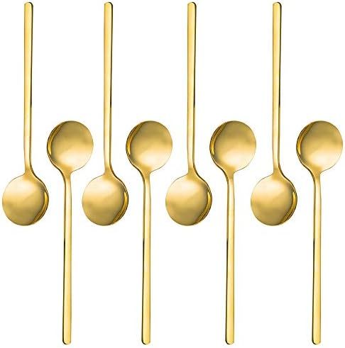Pack of 8, Gold Plated Stainless Steel Espresso Spoons, findTop Mini Teaspoons Set for Coffee Sugar  | Amazon (US)