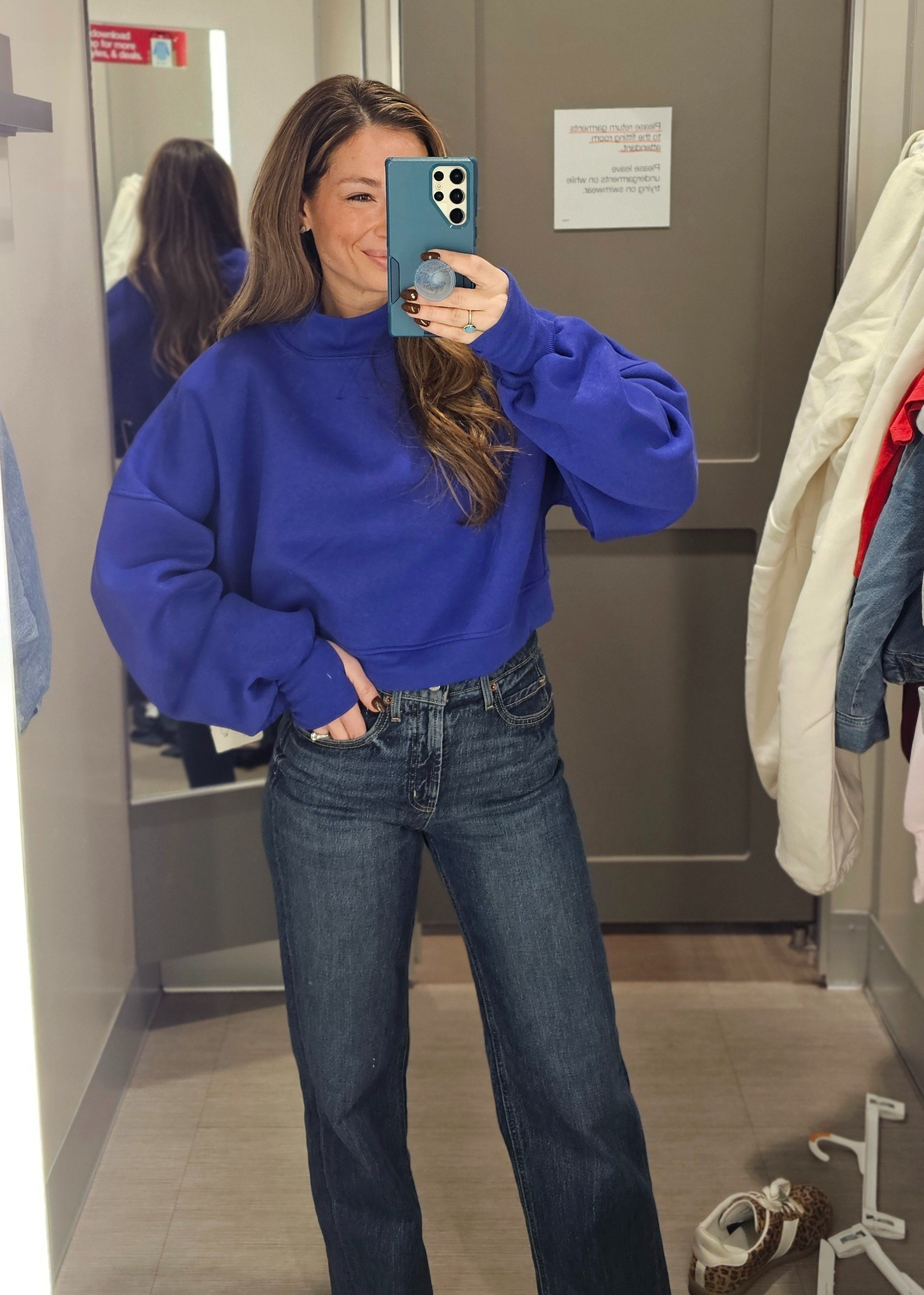 Cute AND comfy sweatshirts are my live language. Small in the sweatshirt and 0 in the jeans (size down from your normal size).

#LTKmomlife