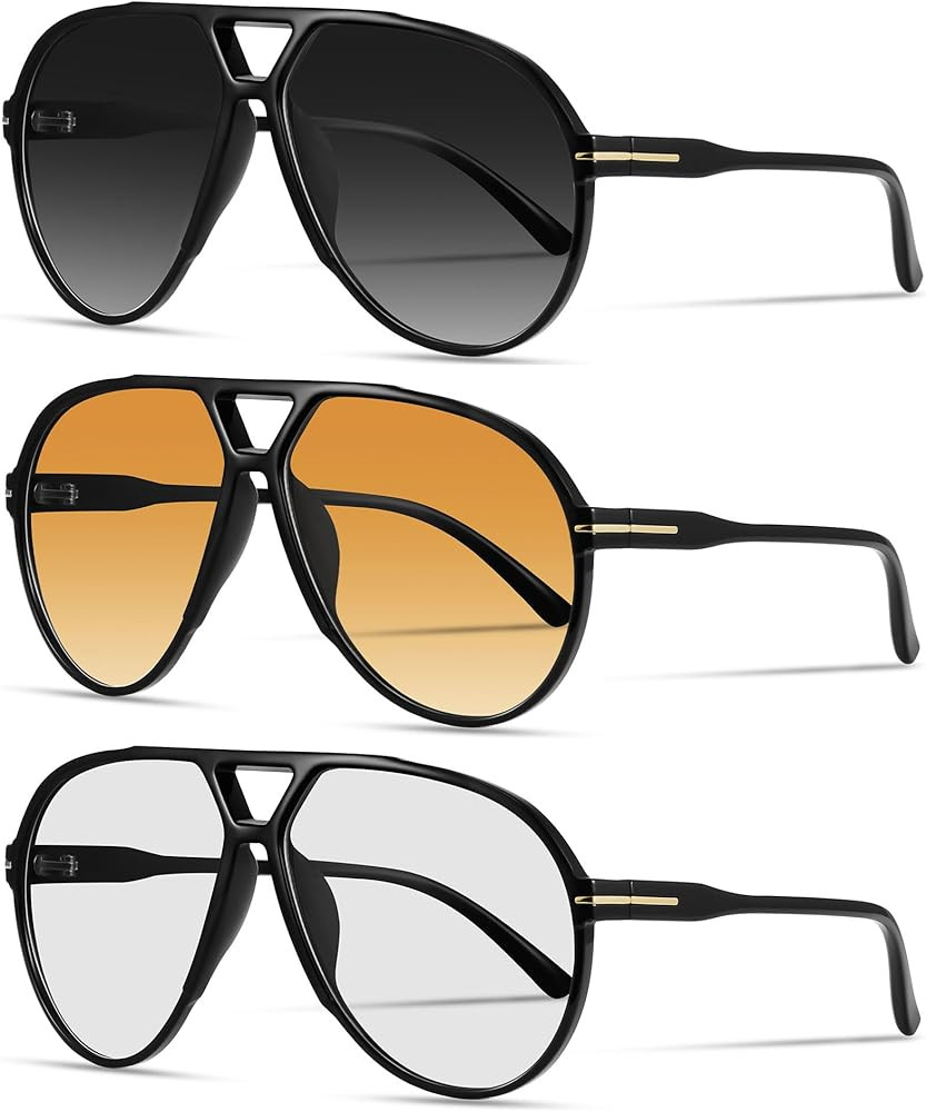 Oversized Retro Aviator Sunglasses for Women Men Classic 70s Trendy Vintage Style Large Frame Sun... | Amazon (US)