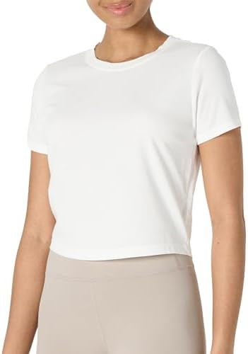Amazon Essentials Women's Active Soft Cotton Crewneck Short Sleeve Yoga Workout Lightweight Cropp... | Amazon (US)