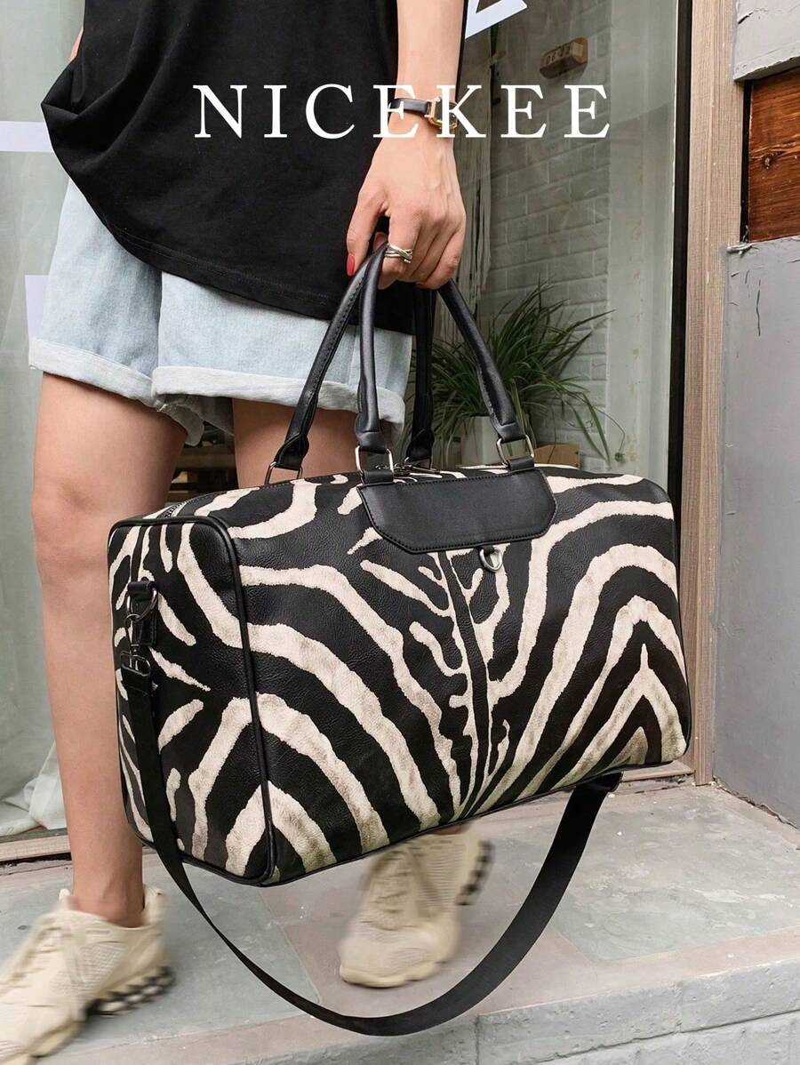 Weekend Vacation Travel Bag Contrast Color Animal Pattern Random Print Large Capacity Sports Fitn... | SHEIN