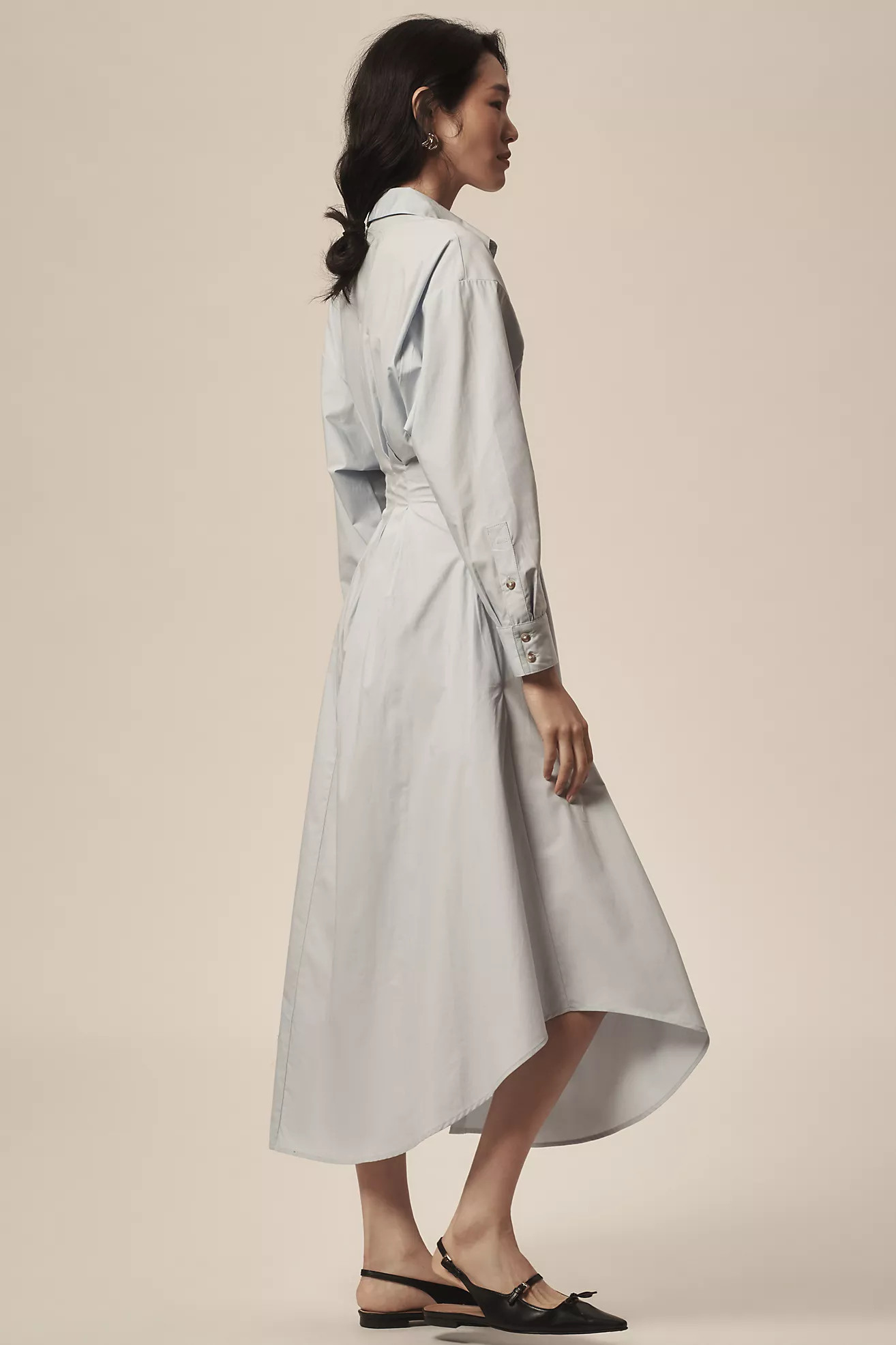 By Anthropologie Pleated Buckle Midi Shirt Dress | Anthropologie (US)