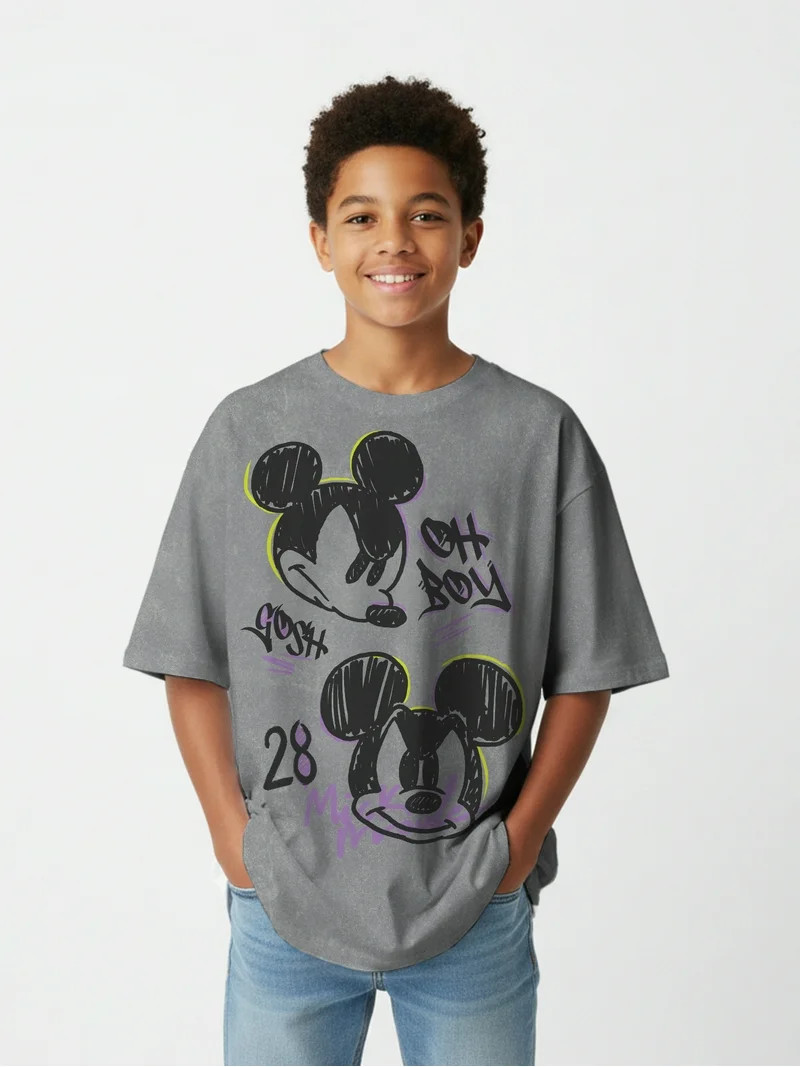 Disney Boys Mad Mickey Mouse Mineral Wash Graphic T-Shirt, Sizes XS-XXL | Walmart (US)