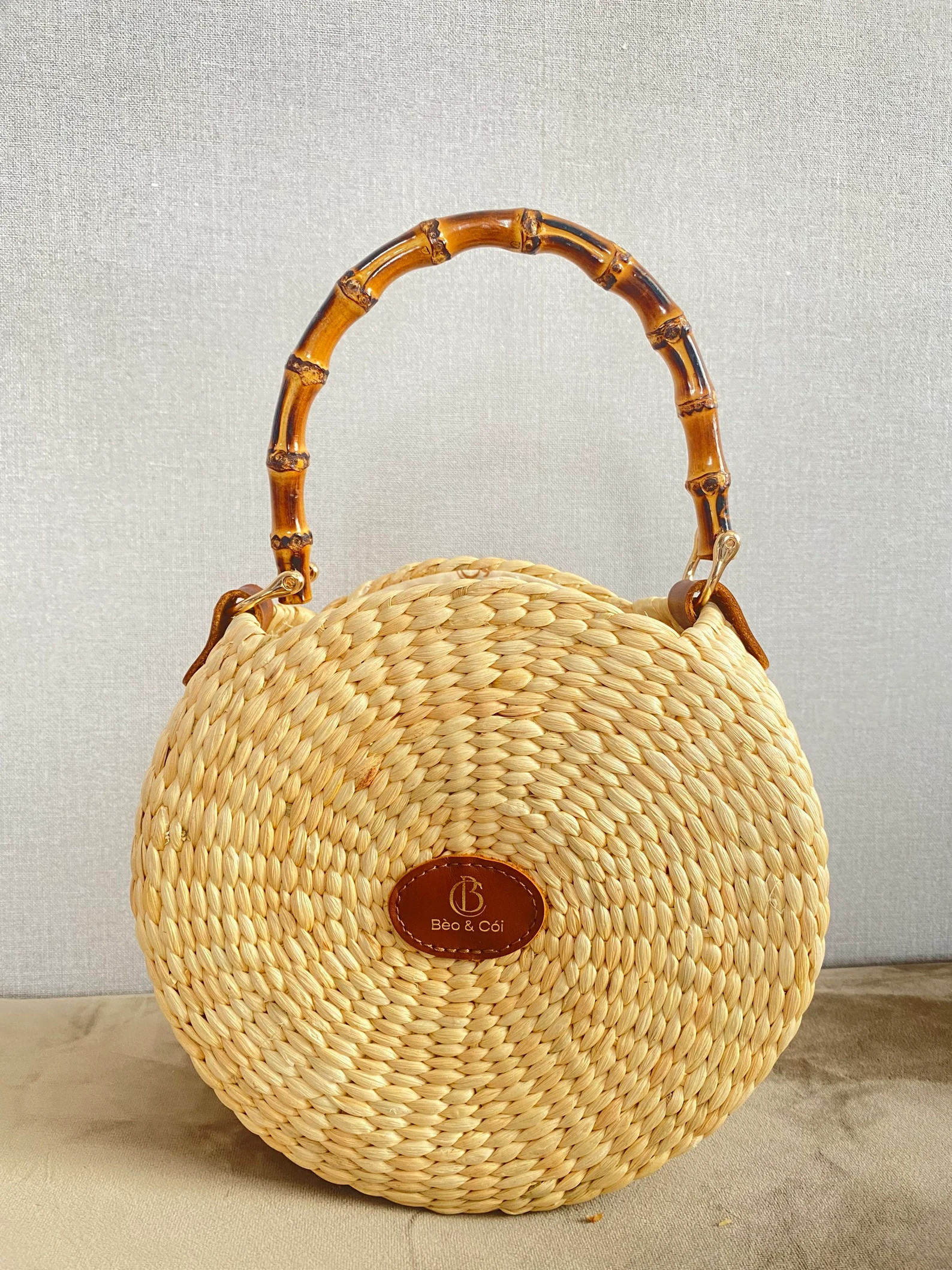 Handmade Round Rattan Bag, Bamboo Handle, Wicker Purse - Etsy | Etsy (Global)