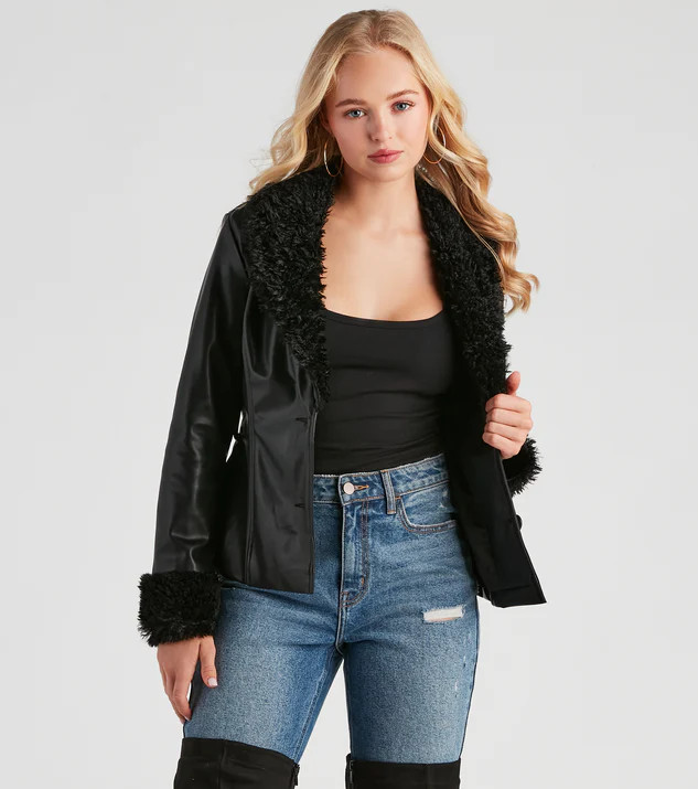 Utterly Fab Faux Fur Leather Blazer | Windsor Stores