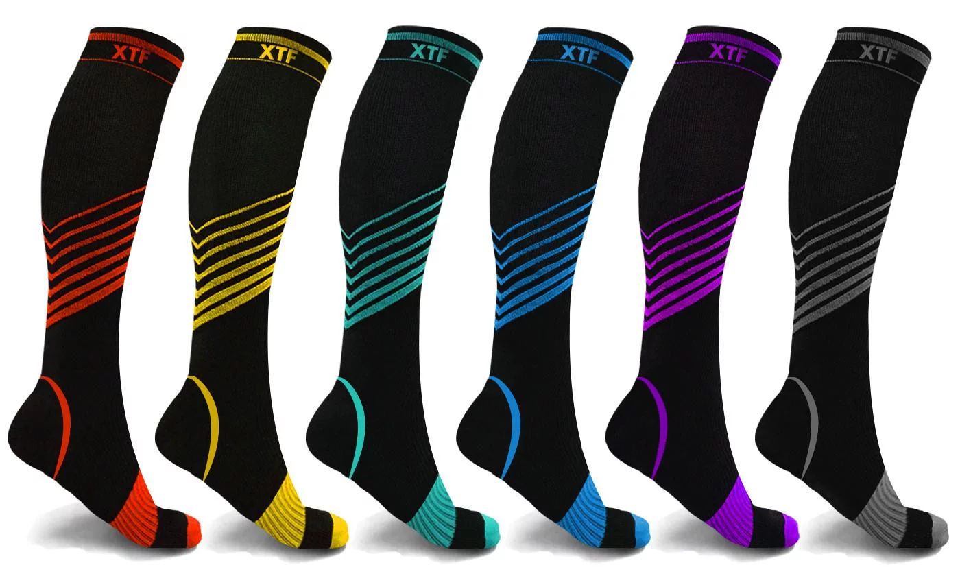 Extreme Fit High Sport Knee High Compression Socks for Men and Women, 6 Pack - Walmart.com | Walmart (US)