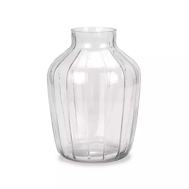 New! Clear Ribbed Glass Fluted Vase, 9 in. | Kirklands