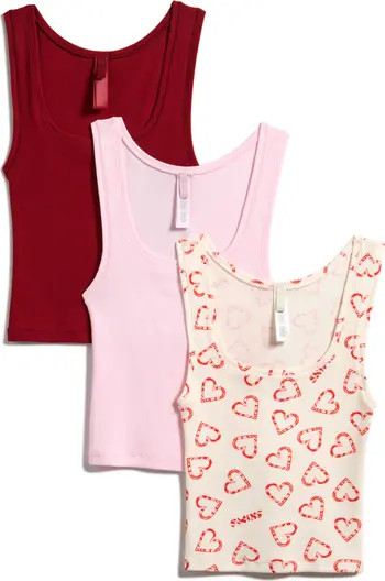 SKIMS Pack of 3 Stretch Cotton Rib Tanks | Nordstrom | Nordstrom