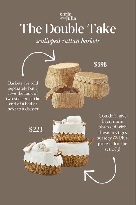 The Double Take: scalloped rattan baskets 

#LTKkids #LTKsalealert #LTKhome