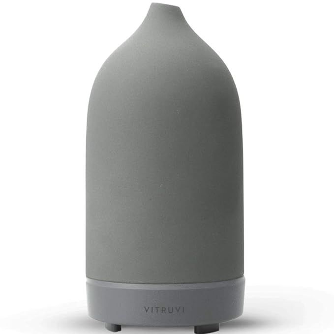 Vitruvi Stone Diffuser, Ceramic Ultrasonic Essential Oil Diffuser for Aromatherapy, Charcoal, 90m... | Amazon (US)