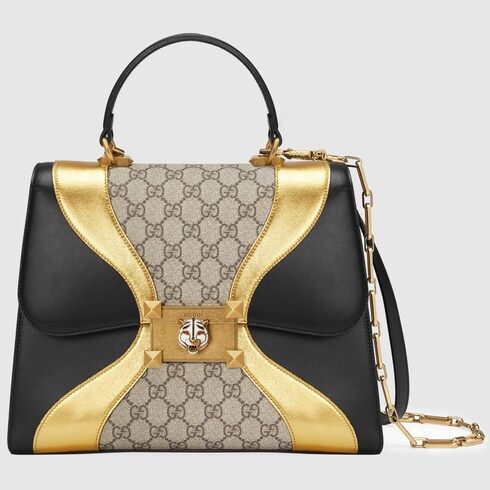 GG Supreme and leather top handle bag | Gucci (US)