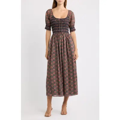 Hill House Home Madeline Nap Midi Dress in Chrysanthemum Chintz at Nordstrom, Size Medium | Nordstrom