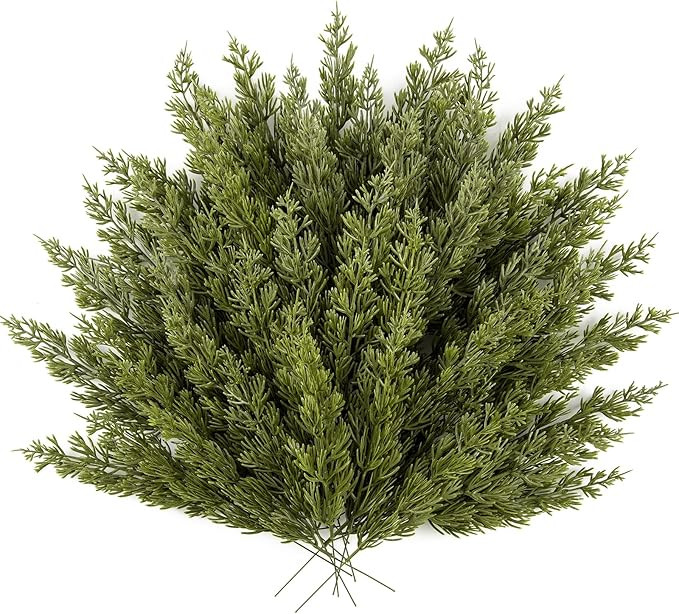 HOHOTIME 30 PCS Christmas Greenery Stems, Artificial Pine Stems Pick, Faux Cedar Branches for Vas... | Amazon (US)