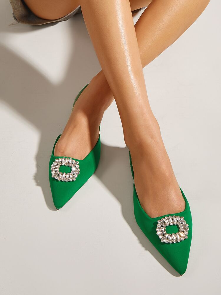 Rhinestone Decor Point Toe Ballet Flats | SHEIN