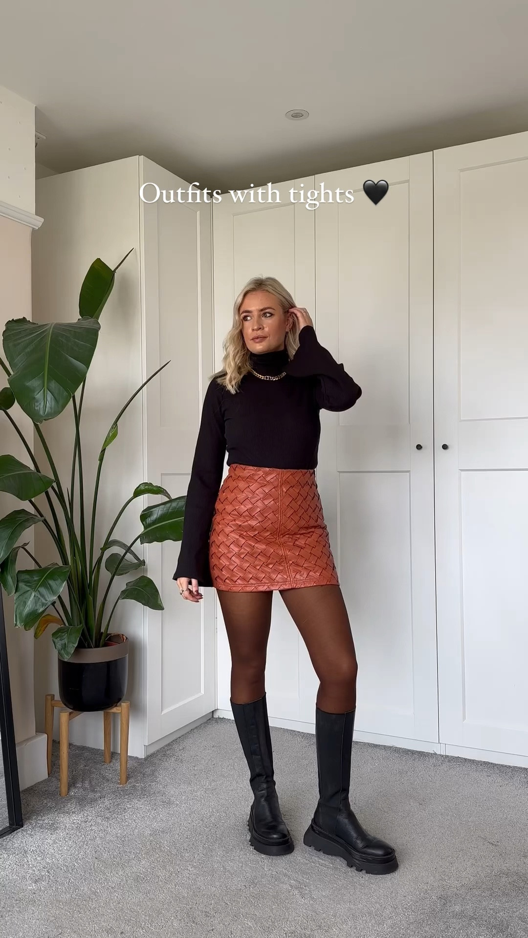 Mini skirt with outlet boots outfit