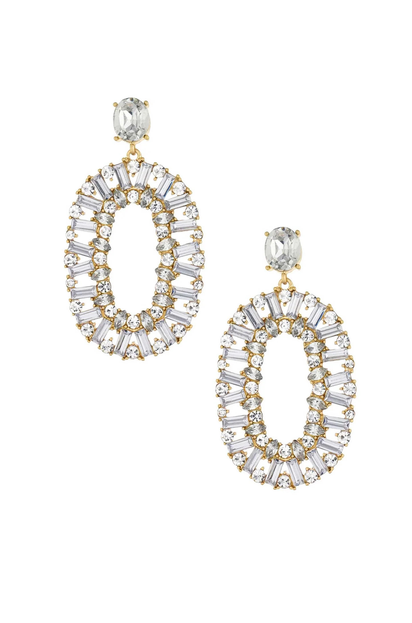 Sparkle Oval 18k Gold Plated Dangle Earrings | Ettika