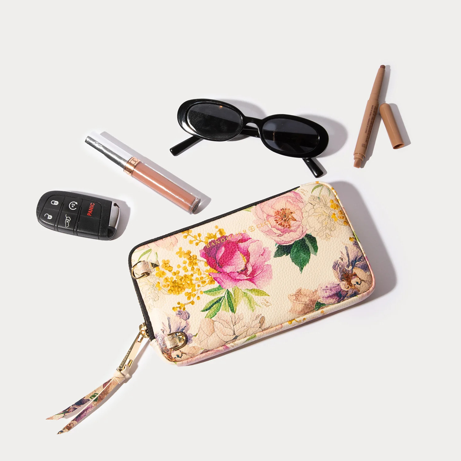 Expanded Zip Pouch - Ceci Ivory Floral/Gold | Bandolier