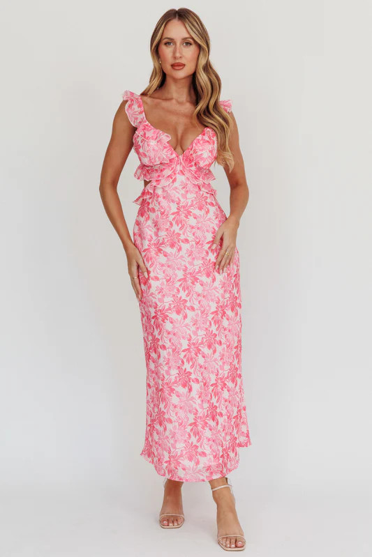 Claudia Maxi Dress- Pink | Lady Black Tie | Lady Black Tie