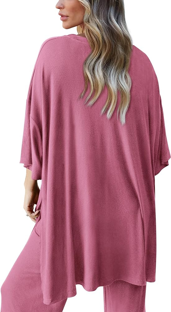 PRETTYGARDEN Women's 2 Piece Outfits Casual Short Sleeve Pullover Tops and Wide Leg Pants Lounge ... | Amazon (US)